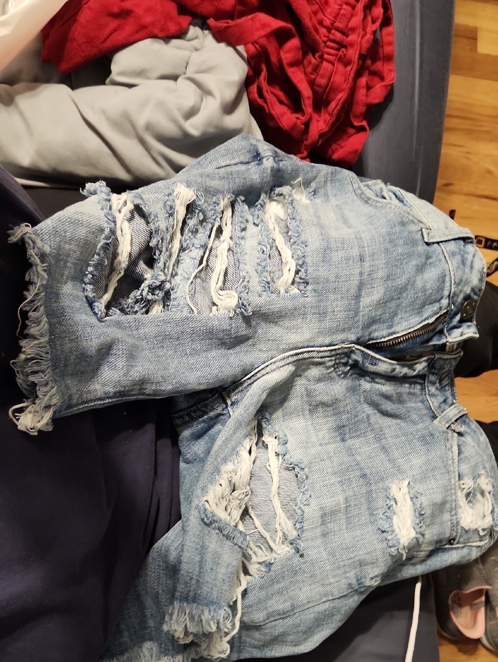 Light Blue Distressed Women's Jeans Shorts